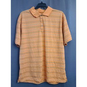 PGA Tour Golf Polo Shirt Men's Size 2XL Orange Striped Short Sleeve